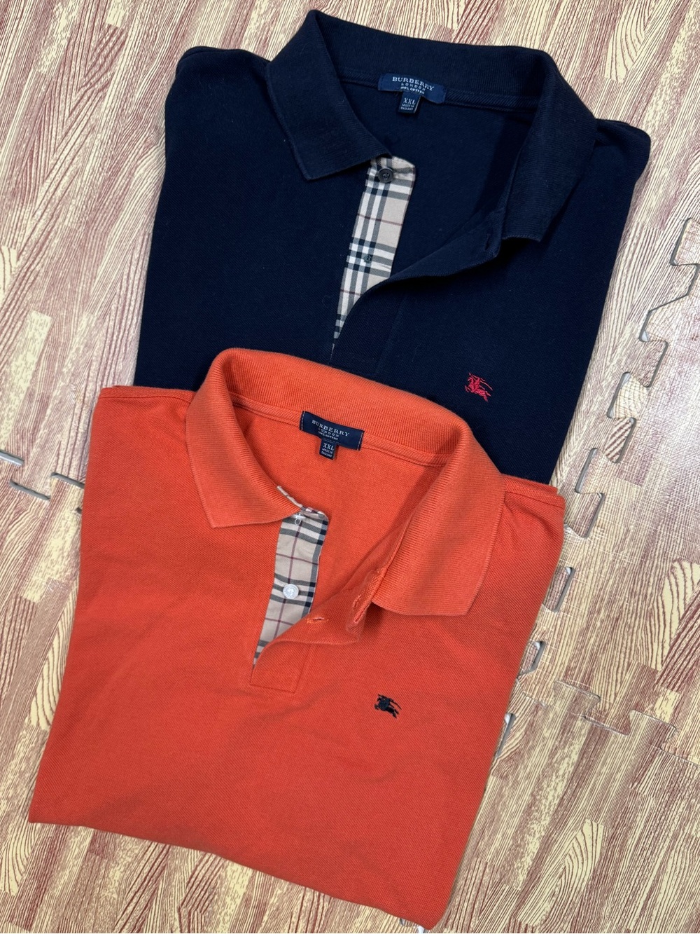 Lot of 2 Burberry London Classic Polo Shirt Mens XXL Nova Check Made In England